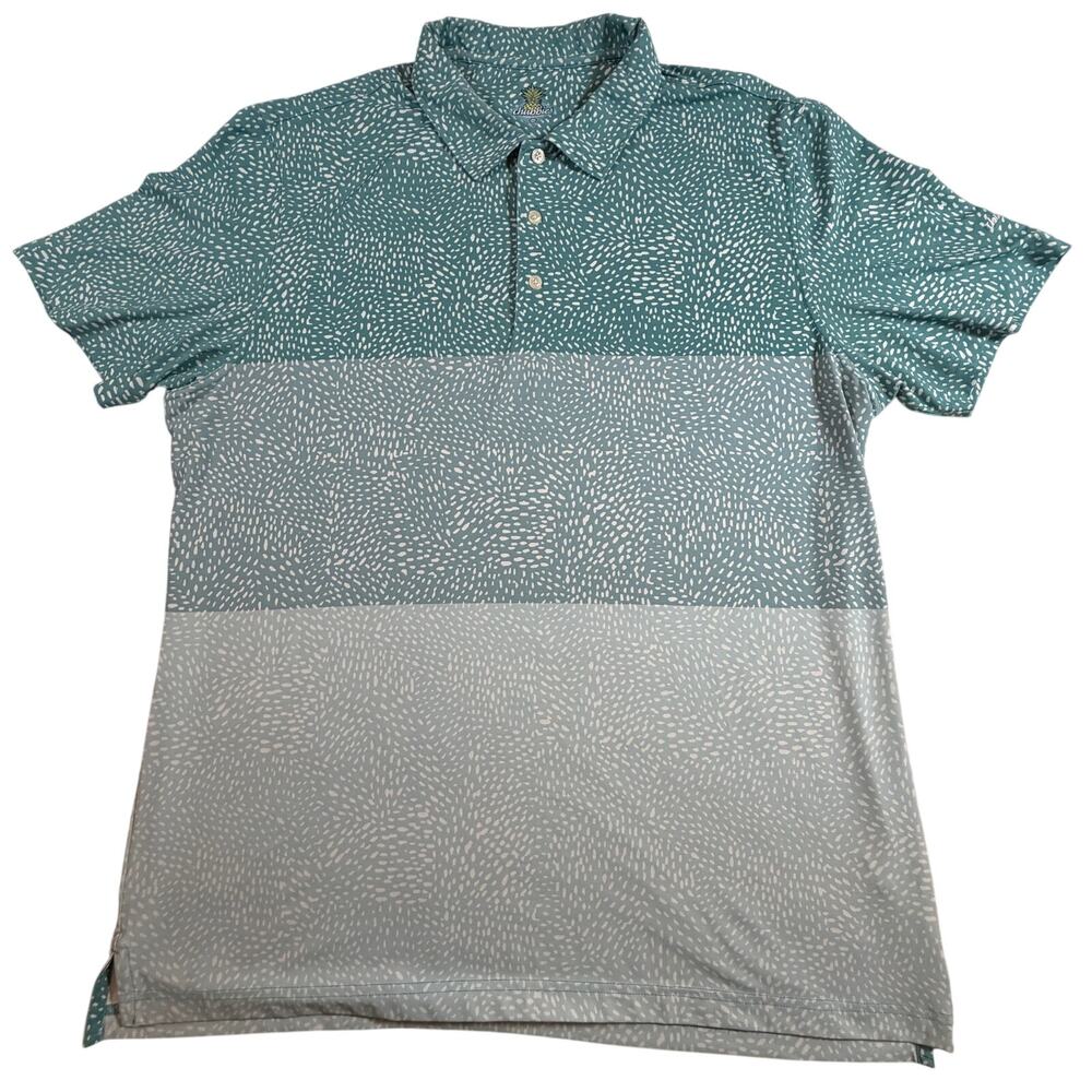 Chubbies Men's performance polo shirt green white dot pattern Men Sz XL
